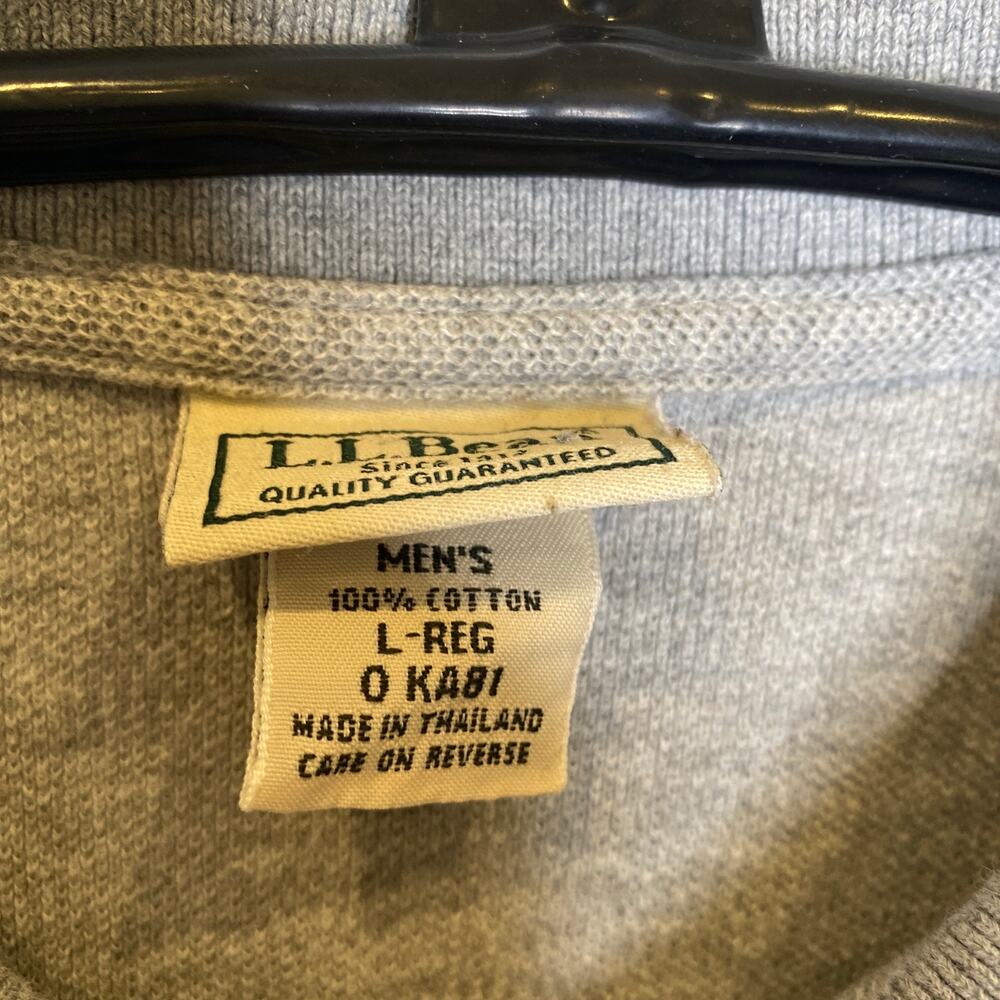 L.L. Bean Men’s Cotton Long Sleeve Pullover Polo Shirt Henley EUC Sz L Reg - Picture 3 of 10